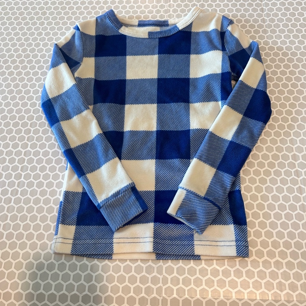 Cat & Jack Blue and White Buffalo Plaid Kids Pajama Set Size 6 - Picture 2 of 6